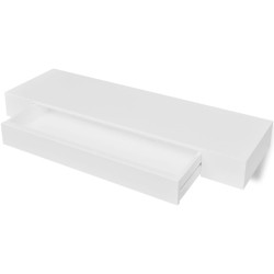 vidaXL Estante flotante pared con 1 cajón MDF blanco para libros/DVD