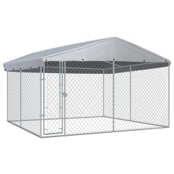 vidaXL Perrera de exterior con techo 382x382x225 cm