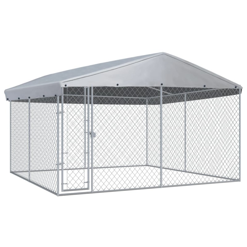 vidaXL Perrera de exterior con techo 382x382x225 cm