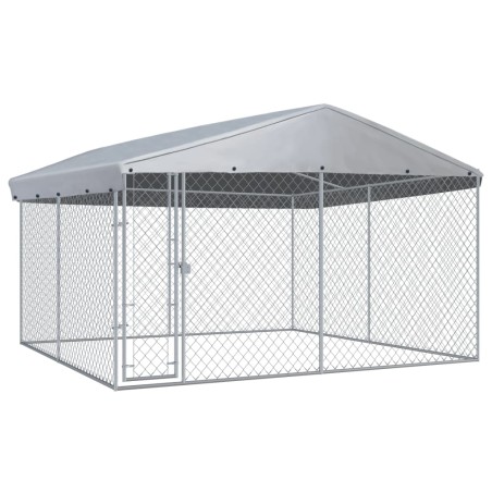 vidaXL Perrera de exterior con techo 382x382x225 cm