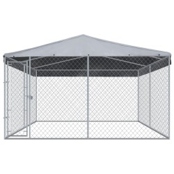 vidaXL Perrera de exterior con techo 382x382x225 cm