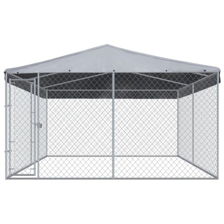 vidaXL Perrera de exterior con techo 382x382x225 cm