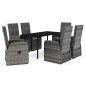 vidaXL Juego de comedor de jardín 7 piezas con cojines gris vidaXL Juego de comedor de jardín 7 piezas con cojines gris