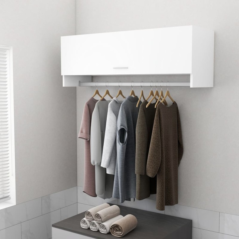 vidaXL Armario de madera contrachapada blanco 100x32,5x35 cm vidaXL Armario de madera contrachapada blanco 100x32,5x35 cm