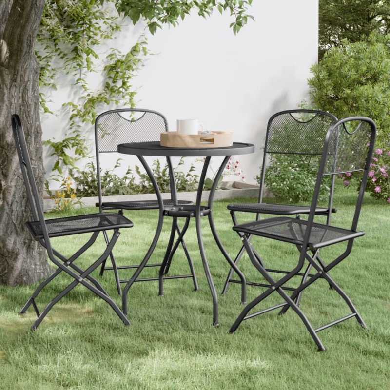 vidaXL Silla jardín plegable 2 uds antracita malla metálica expandida vidaXL Silla jardín plegable 2 uds antracita malla metálica expandida