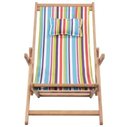 vidaXL Silla de playa plegable de tela y estructura madera multicolor