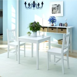 vidaXL Conjunto de comedor 3 piezas madera de pino blanco