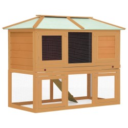 vidaXL Conejera jaula de animales con doble piso de madera