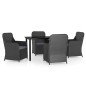 vidaXL Juego de comedor de jardín 5 piezas con cojines negro vidaXL Juego de comedor de jardín 5 piezas con cojines negro