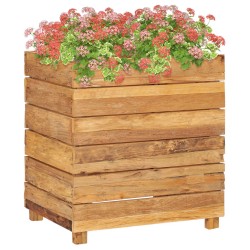 vidaXL Jardinera madera maciza de teca y acero 50x40x55 cm