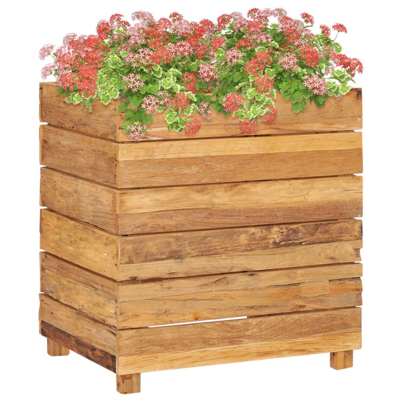 vidaXL Jardinera madera maciza de teca y acero 50x40x55 cm vidaXL Jardinera madera maciza de teca y acero 50x40x55 cm
