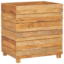 vidaXL Jardinera madera maciza de teca y acero 50x40x55 cm