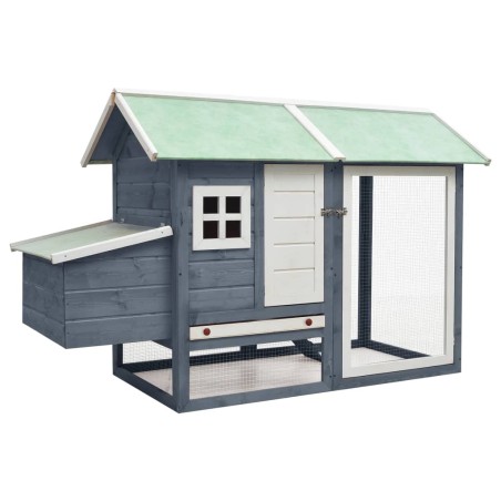 vidaXL Gallinero madera maciza de pino y abeto gris 170x81x110 cm