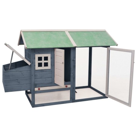 vidaXL Gallinero madera maciza de pino y abeto gris 170x81x110 cm