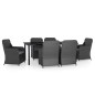 vidaXL Juego de comedor de jardín 7 piezas con cojines negro vidaXL Juego de comedor de jardín 7 piezas con cojines negro