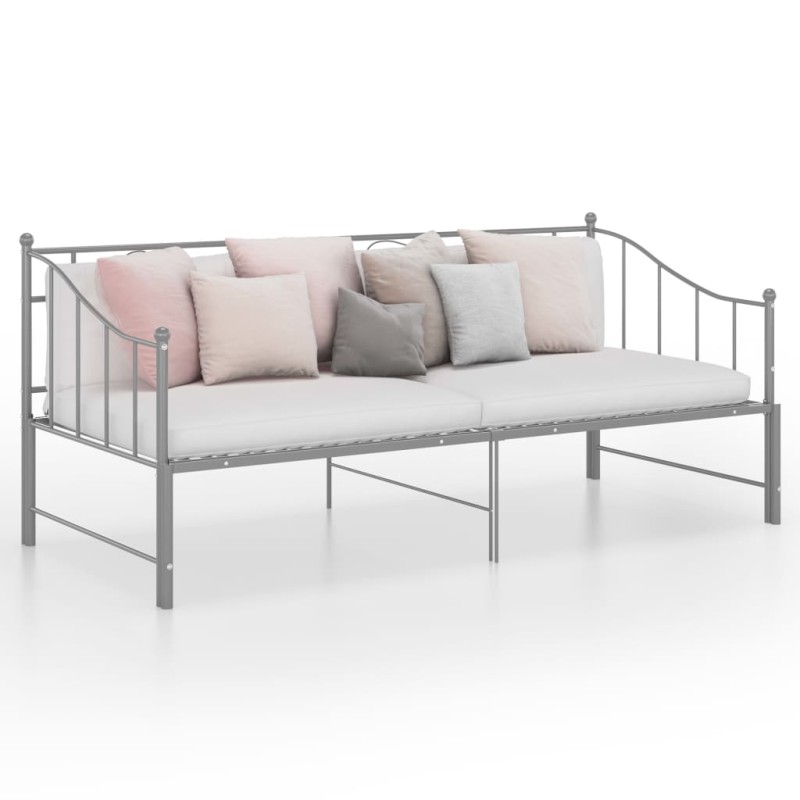 vidaXL Estructura de sofá cama extraíble de metal gris 90x200 cm vidaXL Estructura de sofá cama extraíble de metal gris 90x200 cm