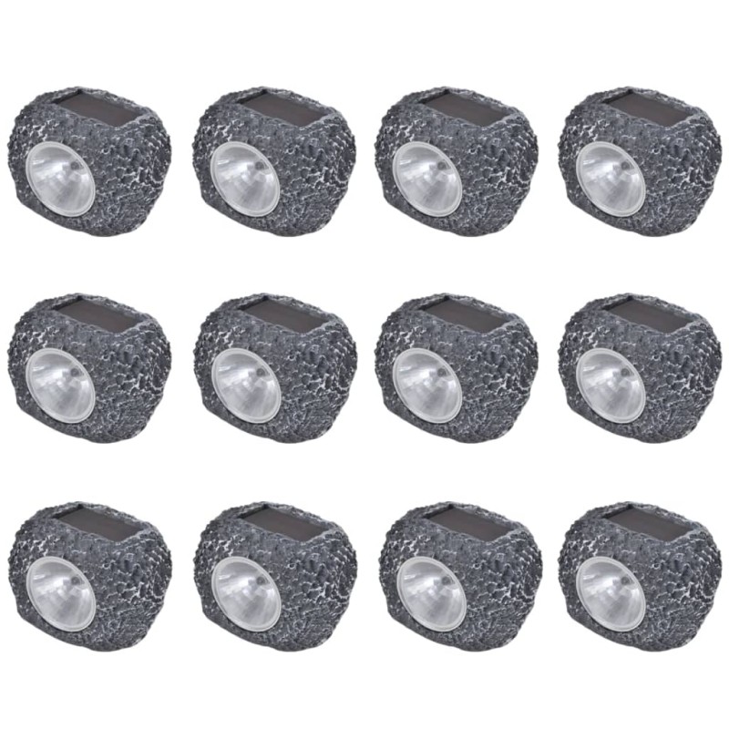 vidaXL Foco LED solar de exterior con forma de piedra 12 uds vidaXL Foco LED solar de exterior con forma de piedra 12 uds