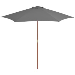 vidaXL Sombrilla de jardín con palo de madera 270 cm antracita