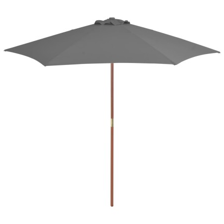 vidaXL Sombrilla de jardín con palo de madera 270 cm antracita
