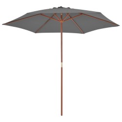 vidaXL Sombrilla de jardín con palo de madera 270 cm antracita