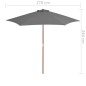vidaXL Sombrilla de jardín con palo de madera 270 cm antracita vidaXL Sombrilla de jardín con palo de madera 270 cm antracita
