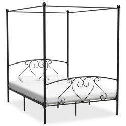 vidaXL Estructura de cama con dosel metal negro 160x200 cm 