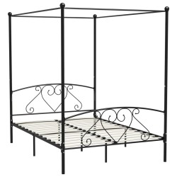 vidaXL Estructura de cama con dosel metal negro 160x200 cm 