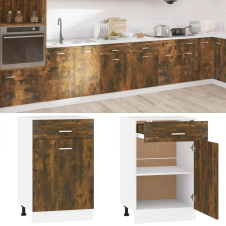 vidaXL Armario bajo de cocina madera ingeniería roble ahumado