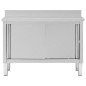 vidaXL Mesa de trabajo puertas correderas acero inox 120x50x(95-97) cm