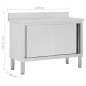 vidaXL Mesa de trabajo puertas correderas acero inox 120x50x(95-97) cm