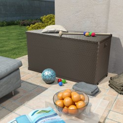 vidaXL Caja de almacenamiento de jardín marrón ratán PP 120x56x63 cm