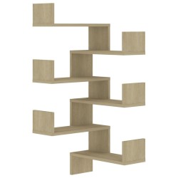 vidaXL Estante esquina pared 2uds contrachapado color roble 40x40x50cm