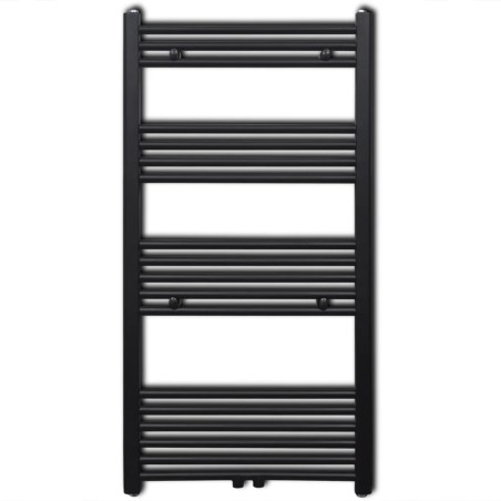 vidaXL Radiador toallero de baño recto negro 600 x 1160 mm