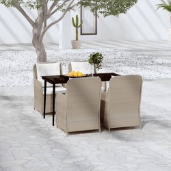vidaXL Juego de comedor de jardín 5 piezas con cojines marrón