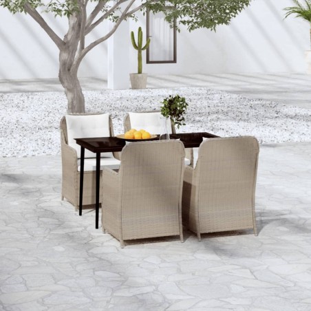 vidaXL Juego de comedor de jardín 5 piezas con cojines marrón