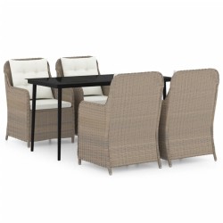 vidaXL Juego de comedor de jardín 5 piezas con cojines marrón