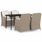 vidaXL Juego de comedor de jardín 5 piezas con cojines marrón