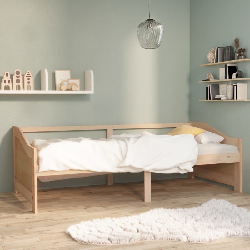 vidaXL Sofá cama 3 plazas de madera maciza de pino 90x200 cm vidaXL Sofá cama 3 plazas de madera maciza de pino 90x200 cm