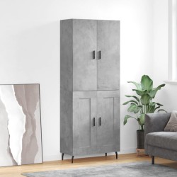 vidaXL Aparador alto madera contrachapada gris hormigón 69,5x34x180 cm