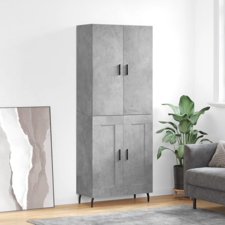 vidaXL Aparador alto madera contrachapada gris hormigón 69,5x34x180 cm