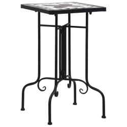 vidaXL Mesa auxiliar de mosaico cerámica negro y blanco