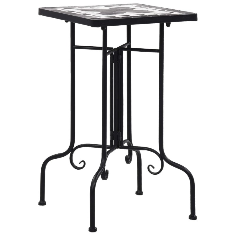 vidaXL Mesa auxiliar de mosaico cerámica negro y blanco vidaXL Mesa auxiliar de mosaico cerámica negro y blanco