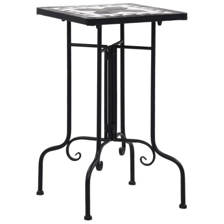 vidaXL Mesa auxiliar de mosaico cerámica negro y blanco