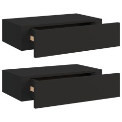 vidaXL Estantes de pared con cajón 2 uds MDF negro 40x23,5x10 cm