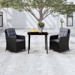 vidaXL Juego de comedor para jardín 3 piezas negro