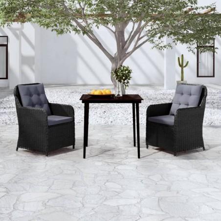 vidaXL Juego de comedor para jardín 3 piezas negro