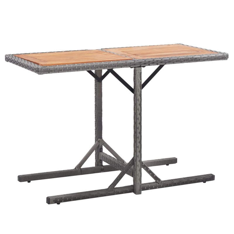 vidaXL Mesa de jardín ratán sintético y madera acacia gris antracita vidaXL Mesa de jardín ratán sintético y madera acacia gris antracita