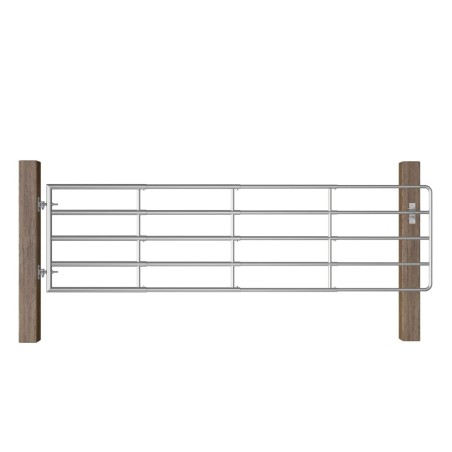 vidaXL Cancela de 5 barras para campo acero plateado (115-300)x90 cm 
