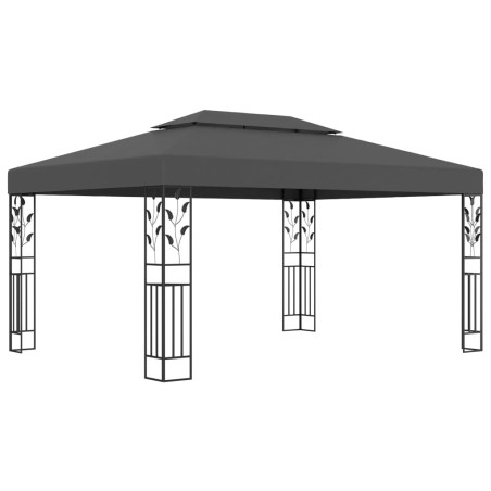 vidaXL Cenador con doble techo gris antracita 3x4 m