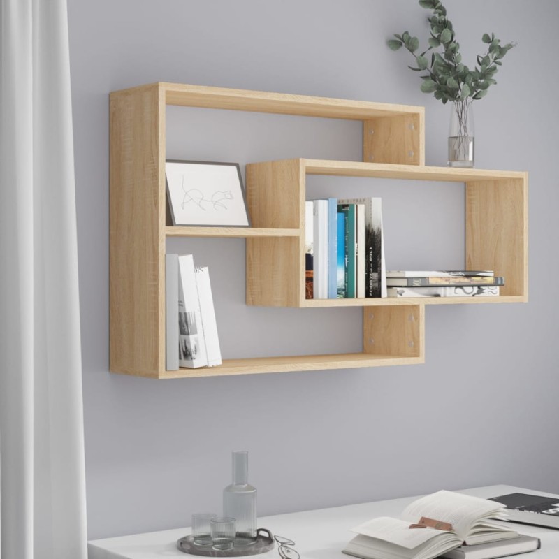 vidaXL Estantes pared madera contrachapada color roble 104x20x58,5 cm vidaXL Estantes pared madera contrachapada color roble 104x20x58,5 cm